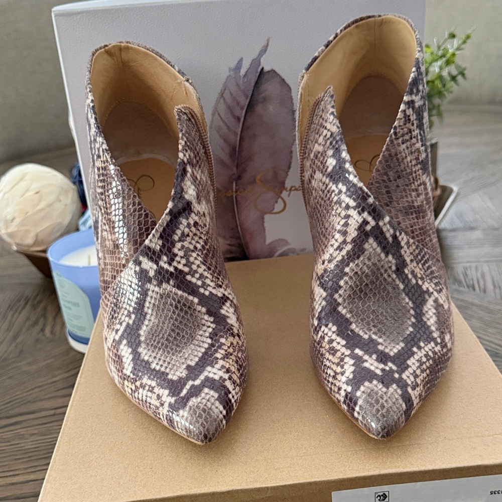 Jessica Simpson Python Print Ankle Booties - image 1